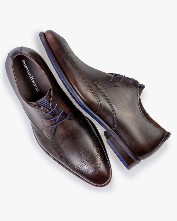 Lace shoe calf leather dark brown