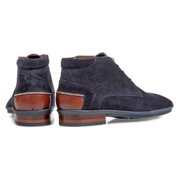 Boot printed suede leather blue