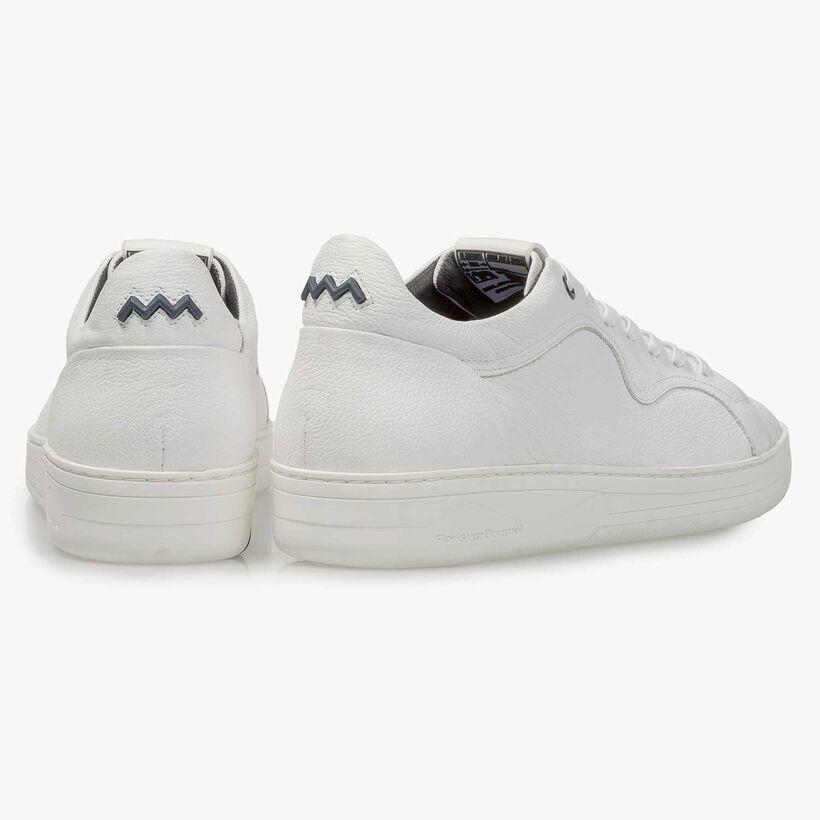 White calf leather sneaker with a subtle structural pattern