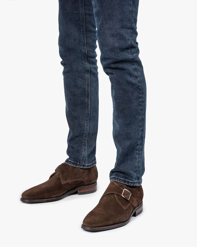 Brown suede leather monk