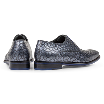 Schn&uuml;rschuh Metallic-Print grau