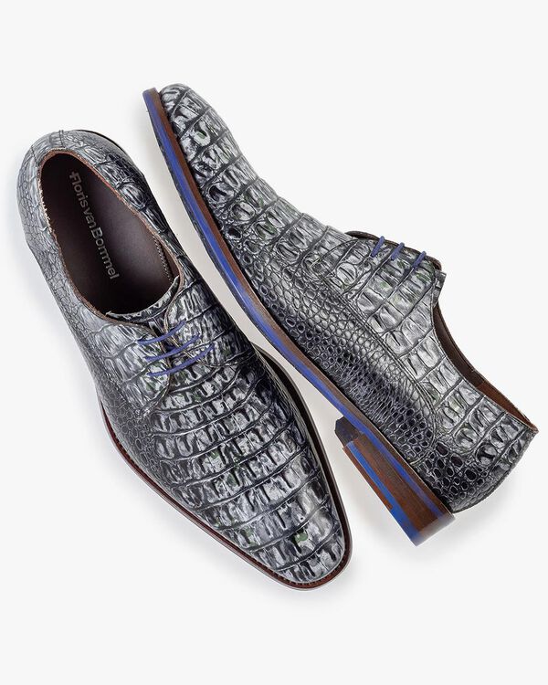Lace shoe croco print grey