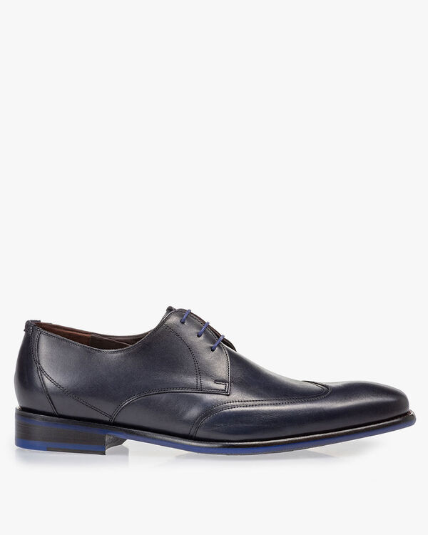 Lace shoe dark blue calf leather