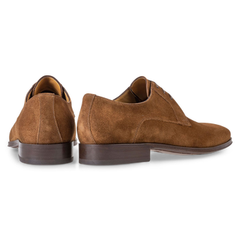 Mid-brown calf suede leather lace shoe