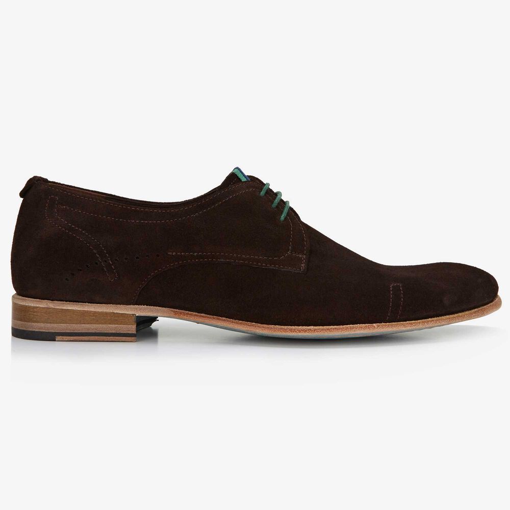 Floris van Bommel dark brown suede men's lace-up shoe