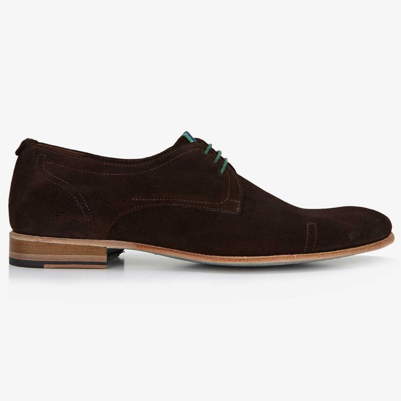 Floris van Bommel dark brown suede men's lace-up shoe