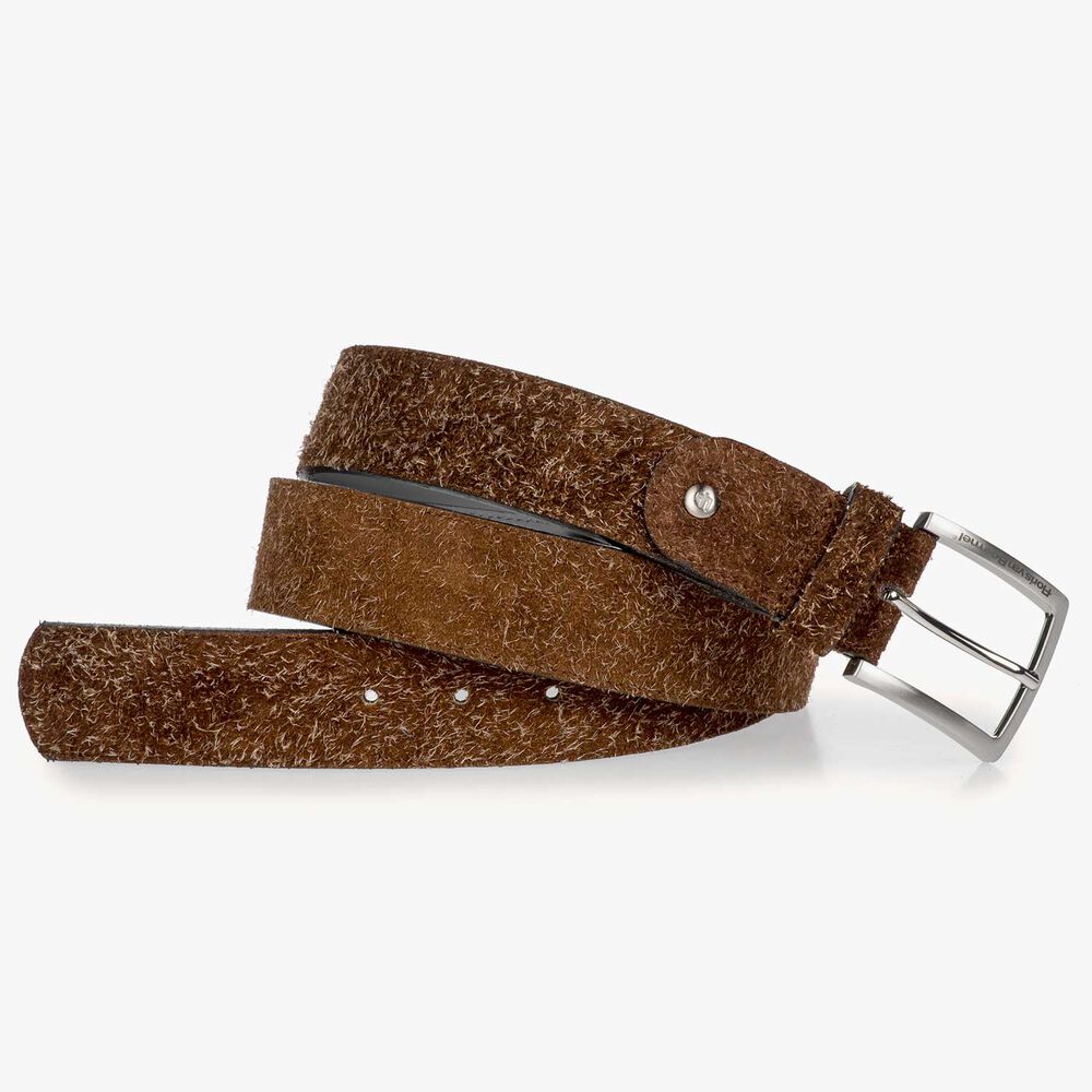 Brown rough suede leather belt