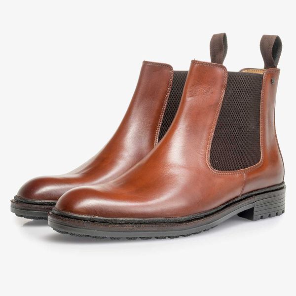 Cognac-coloured calf leather Chelsea boot