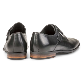 Black calf leather monk