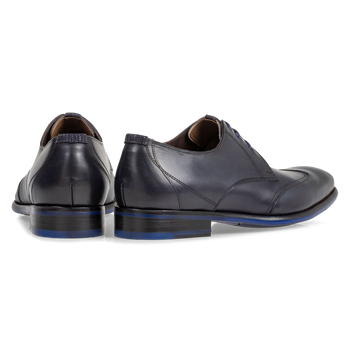 Lace shoe dark blue calf leather