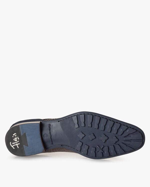 Lace boot metallic print dark red