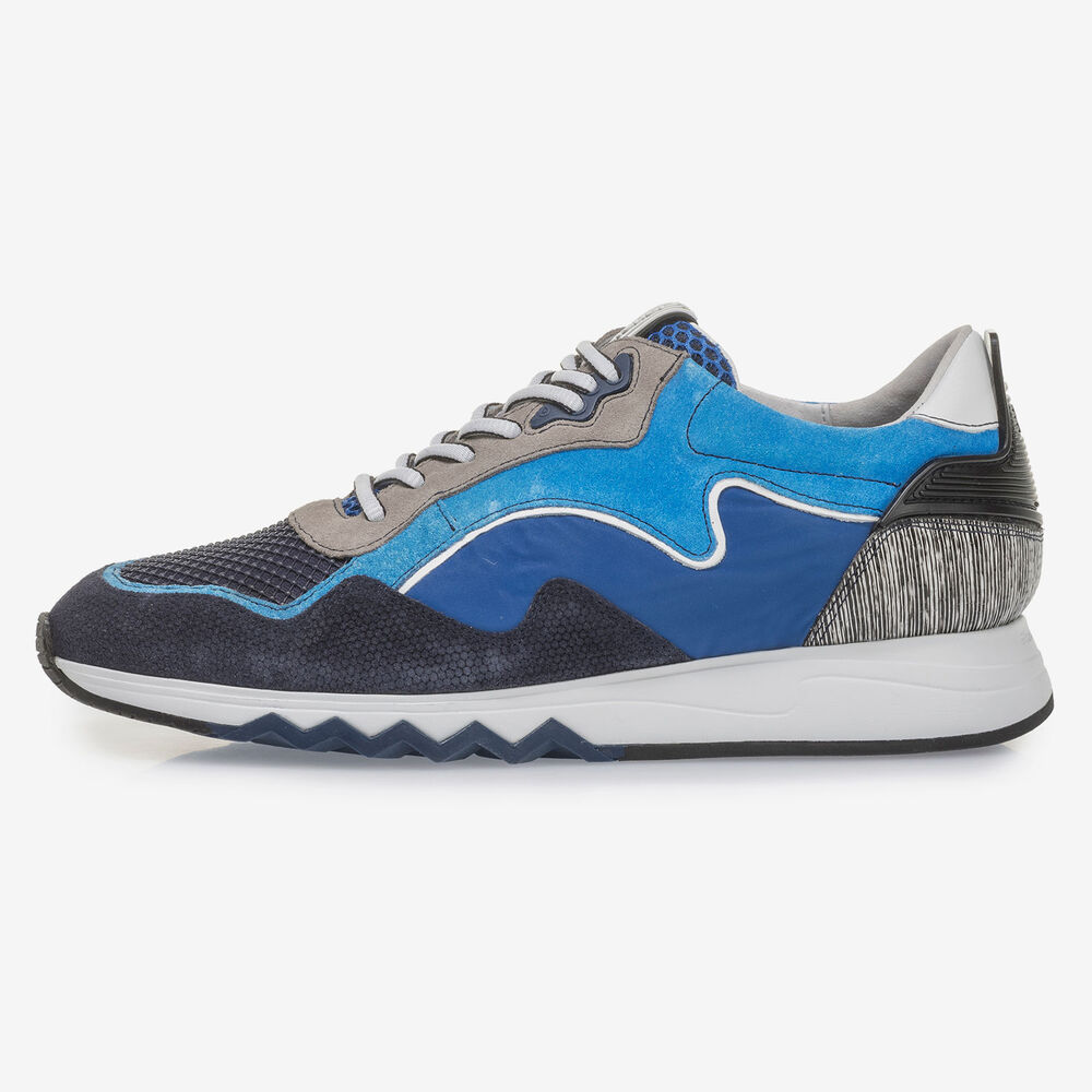 Bright blue suede leather sneaker