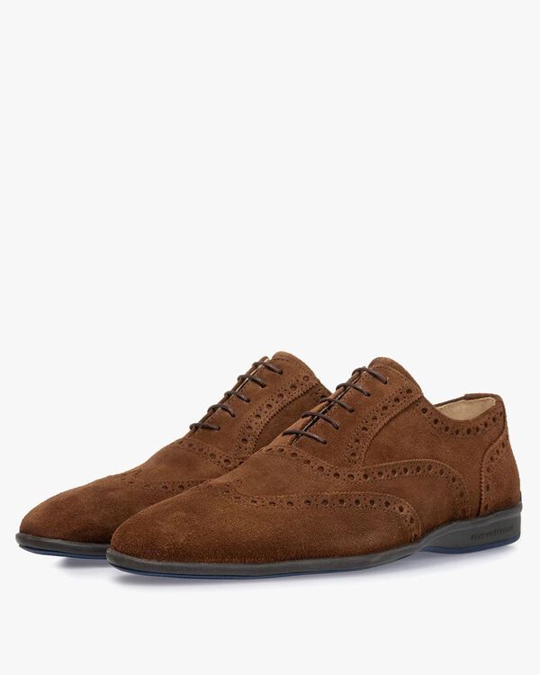 Lace shoe suede leather brown