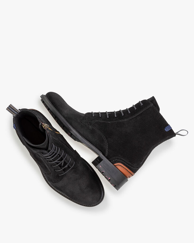 Schnürstiefel Wildleder schwarz