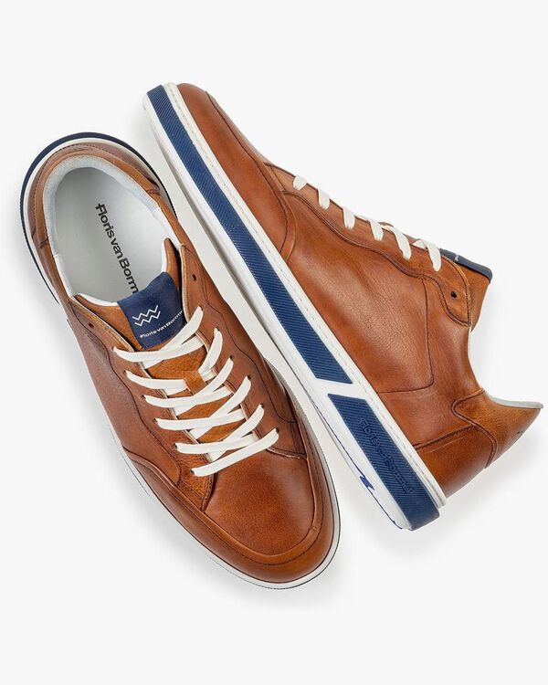 Kalbsleder-Schn&uuml;rschuh cognac