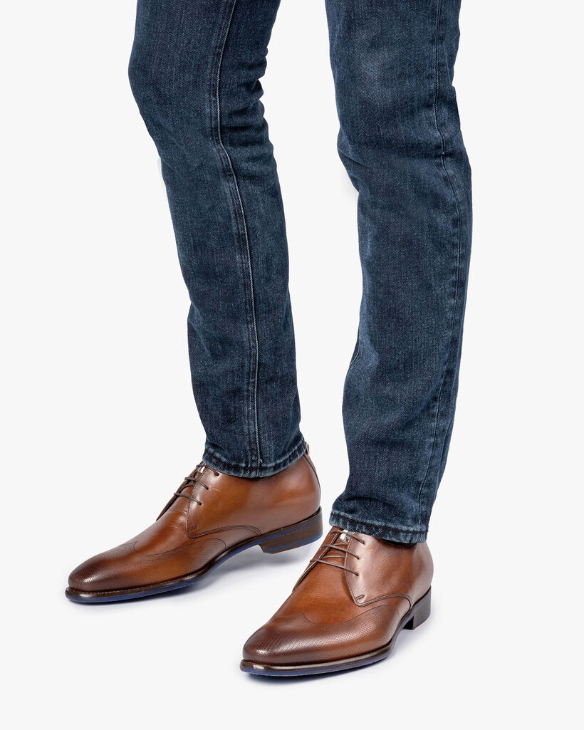 Lace shoe calf leather cognac