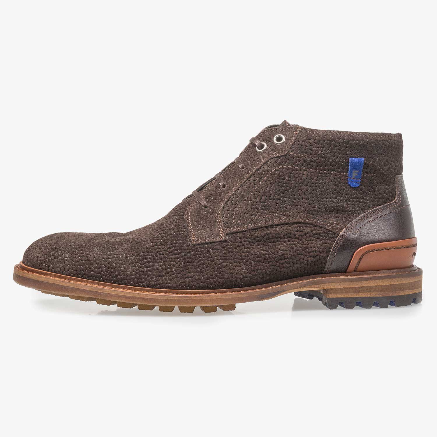 Brown suede leather lace boot 20228 29 Floris van Bommel Official