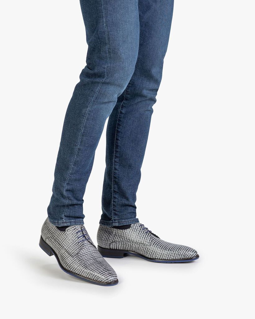 Lace shoe metallic with print grey