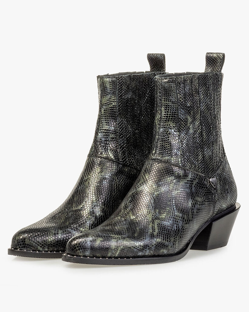 Chelsea Boot Reptilienprint gr&uuml;n