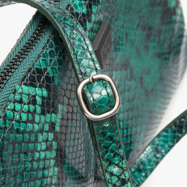 Grüne Leder-Crossbody-Tasche mit Schlangenprint