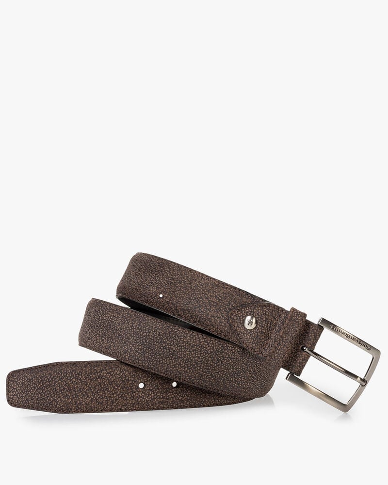 Belt printed leather brown