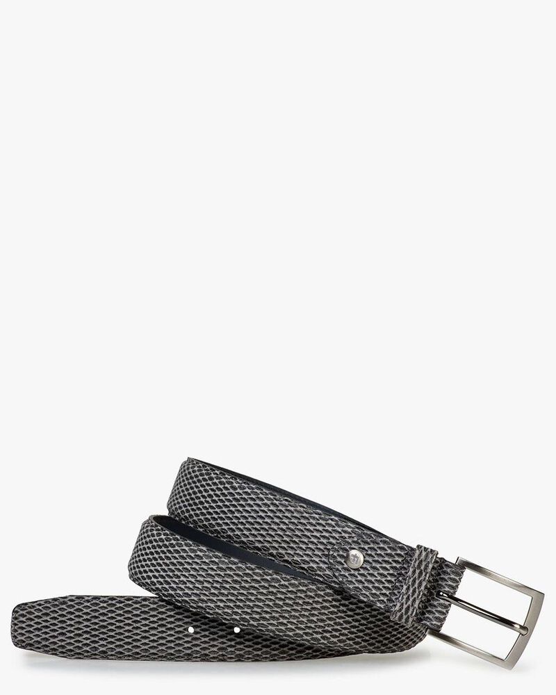Belt printed suede leather grey