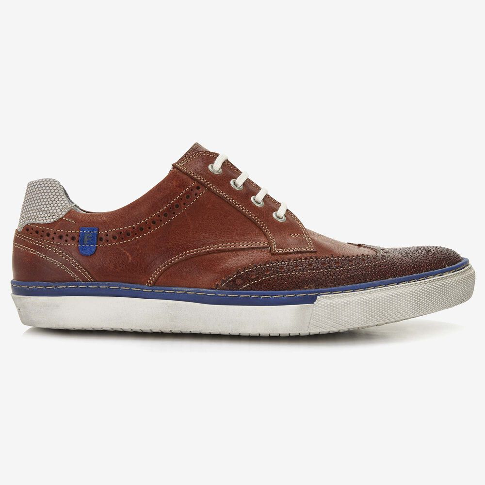 Floris van Bommel cognacfarbener Leder-Herren-Sneaker