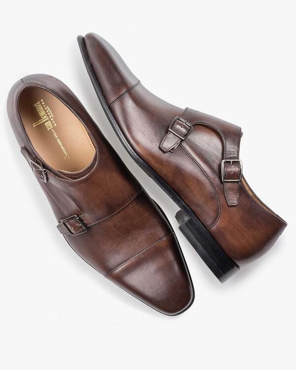 Brown calf leather monk strap