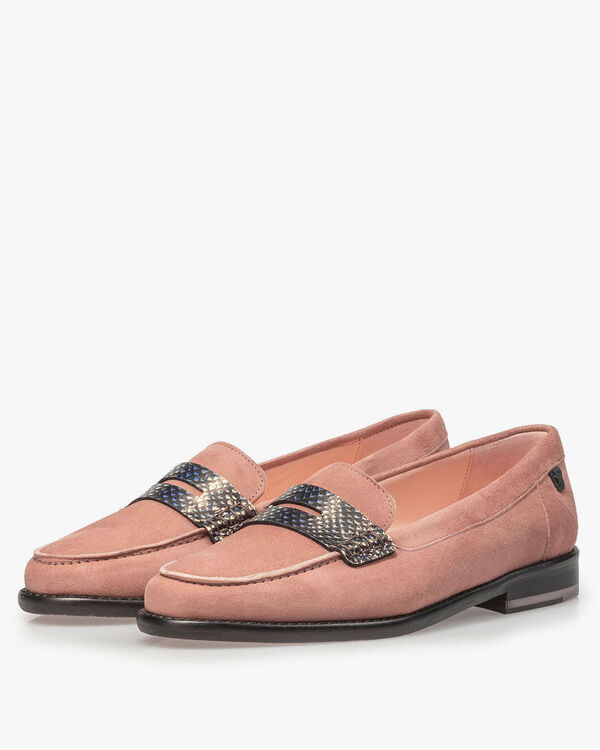 Pink suede leather loafer