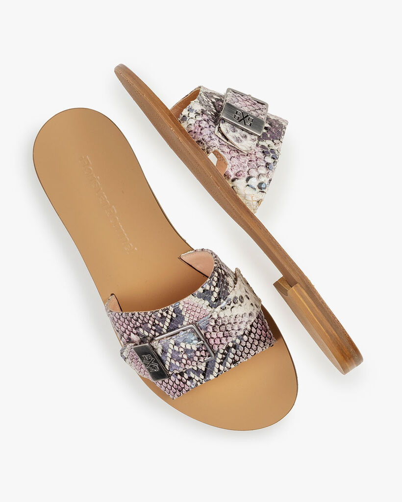 Slipper printed leather pink