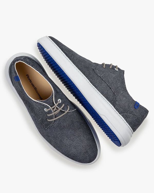 Sneaker printed suede leather blue