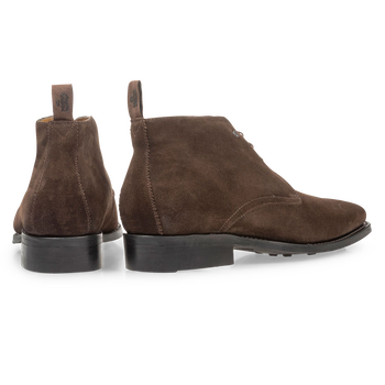 Dark brown suede leather lace boot