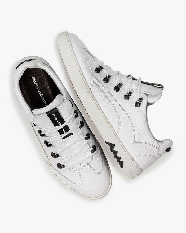 White nubuck leather sneaker with fine texture