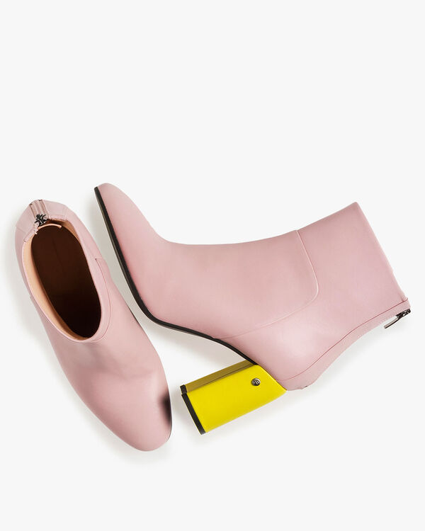 Light pink nappa leather ankle boots