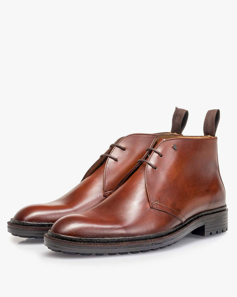Kalbsleder-Schnürstiefel cognac