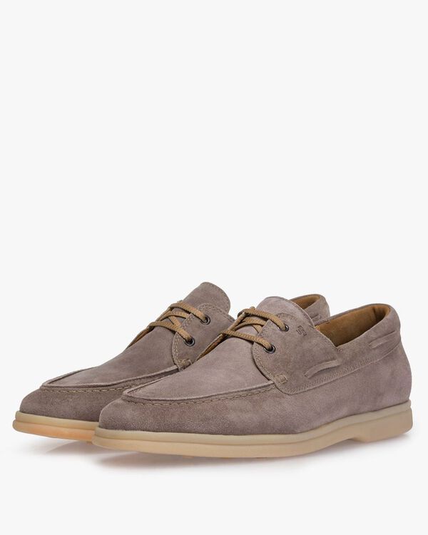 Boat shoe suede leather grey