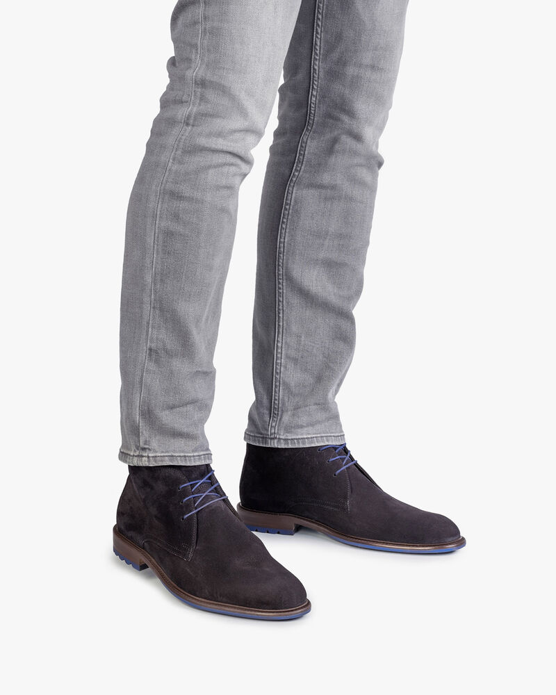 Schn&uuml;rstiefel Wildleder dunkelblau