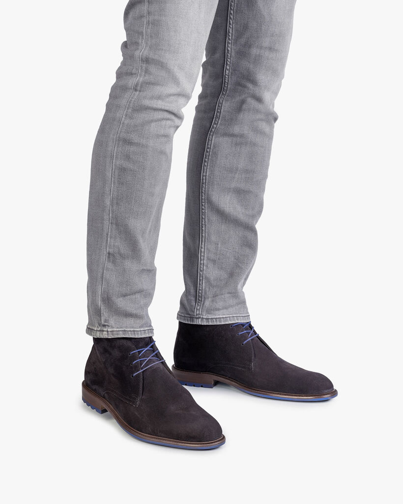 Schn&uuml;rstiefel Wildleder dunkelblau