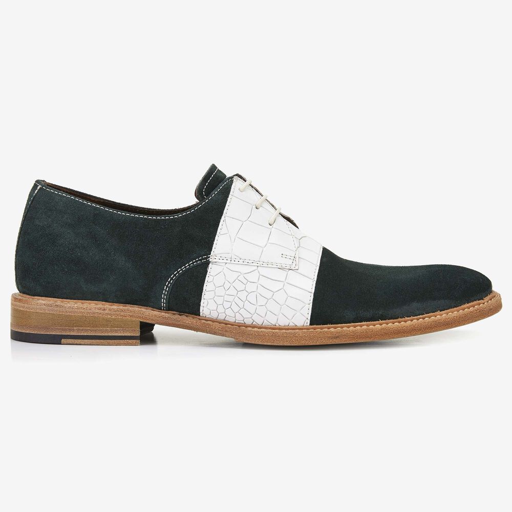 Floris van Bommel green suede men's lace-up shoe