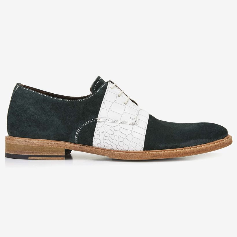 Floris van Bommel green suede men's lace-up shoe