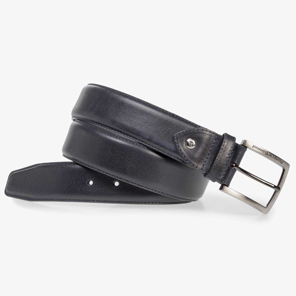 Dark blue calf leather belt