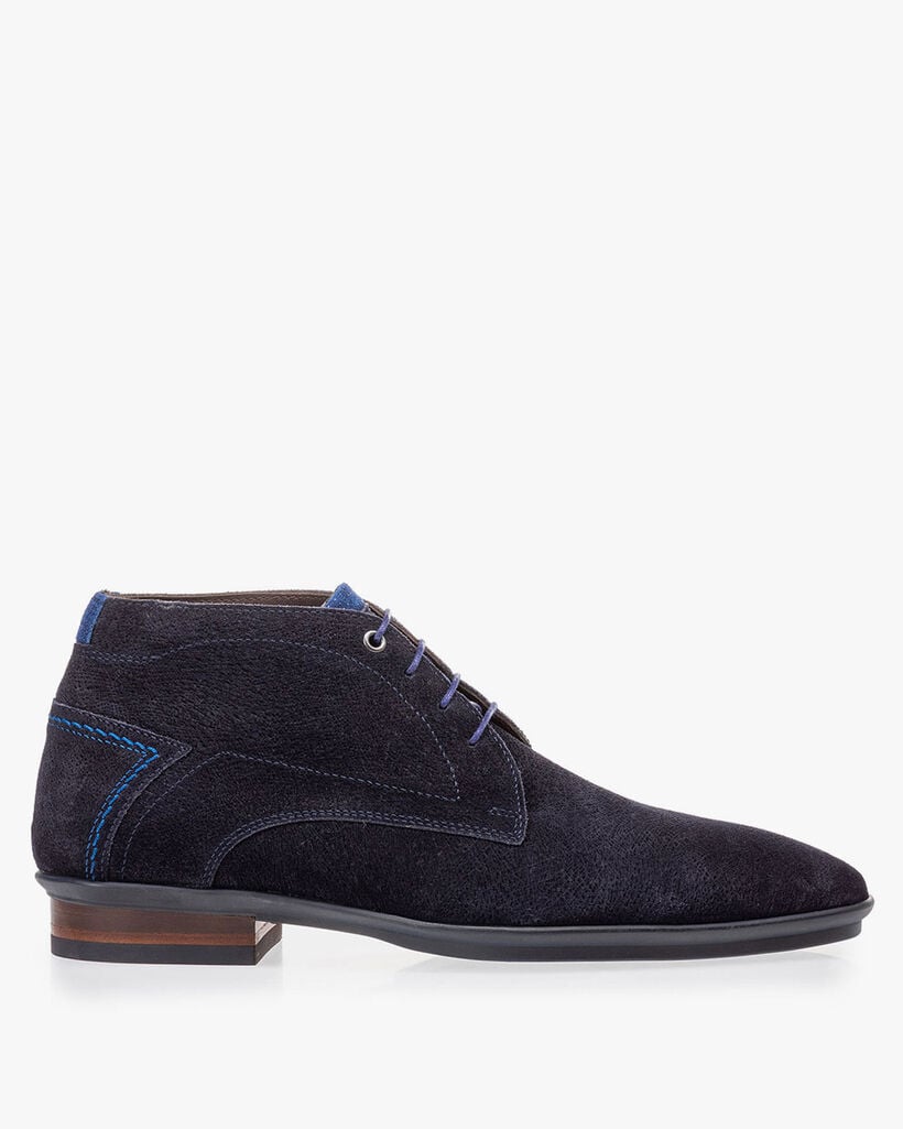 Schnürstiefel blau Wildleder