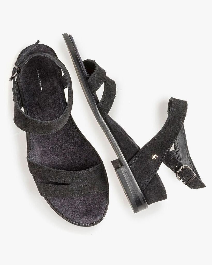 Black suede leather sandals