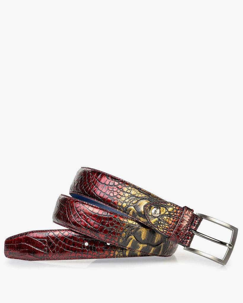 Belt red croco leather