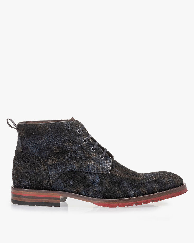 Lace boot bronze with print
