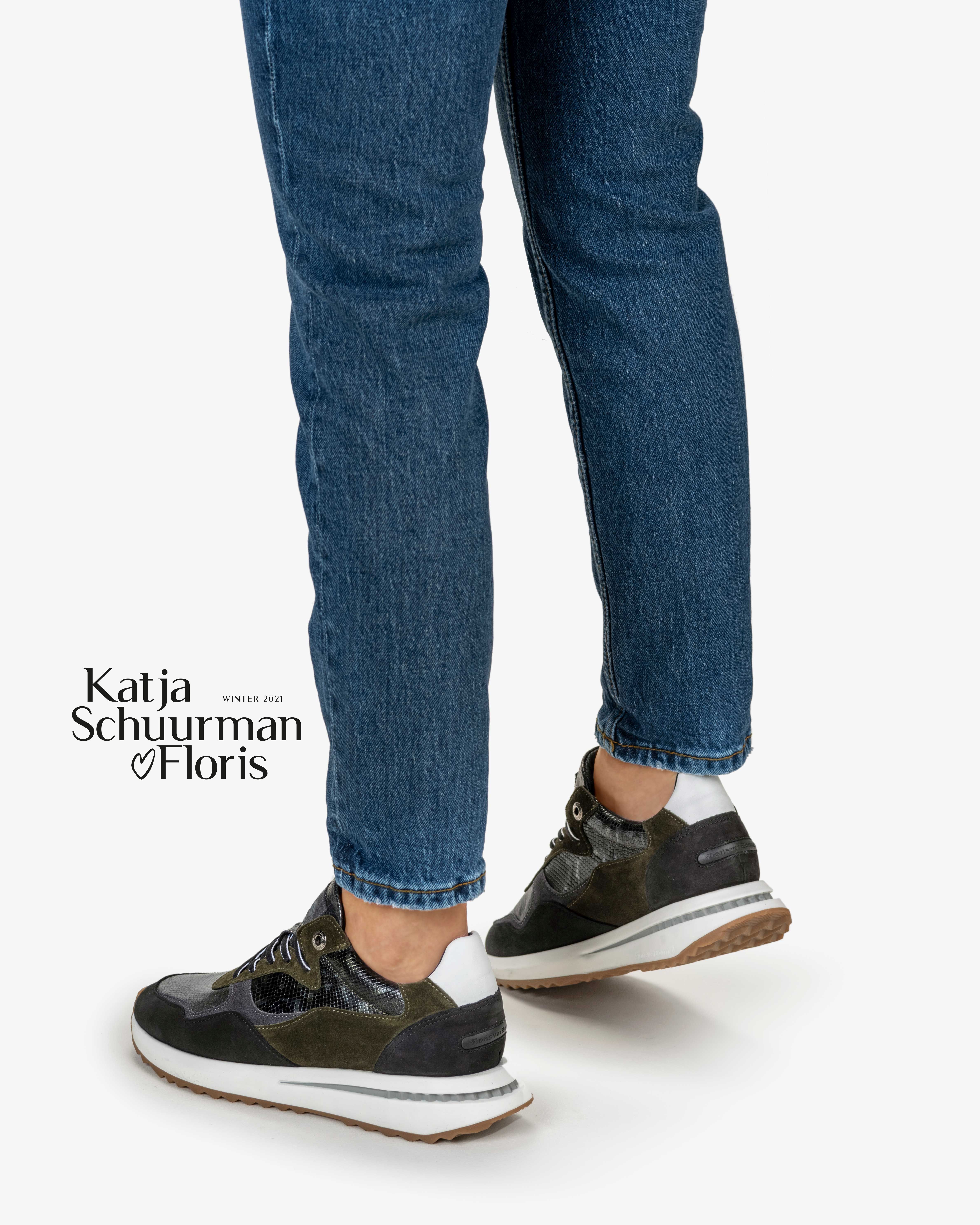 Sneaker suede dark green SFW-10065-51-01 | Floris van Bommel Women®