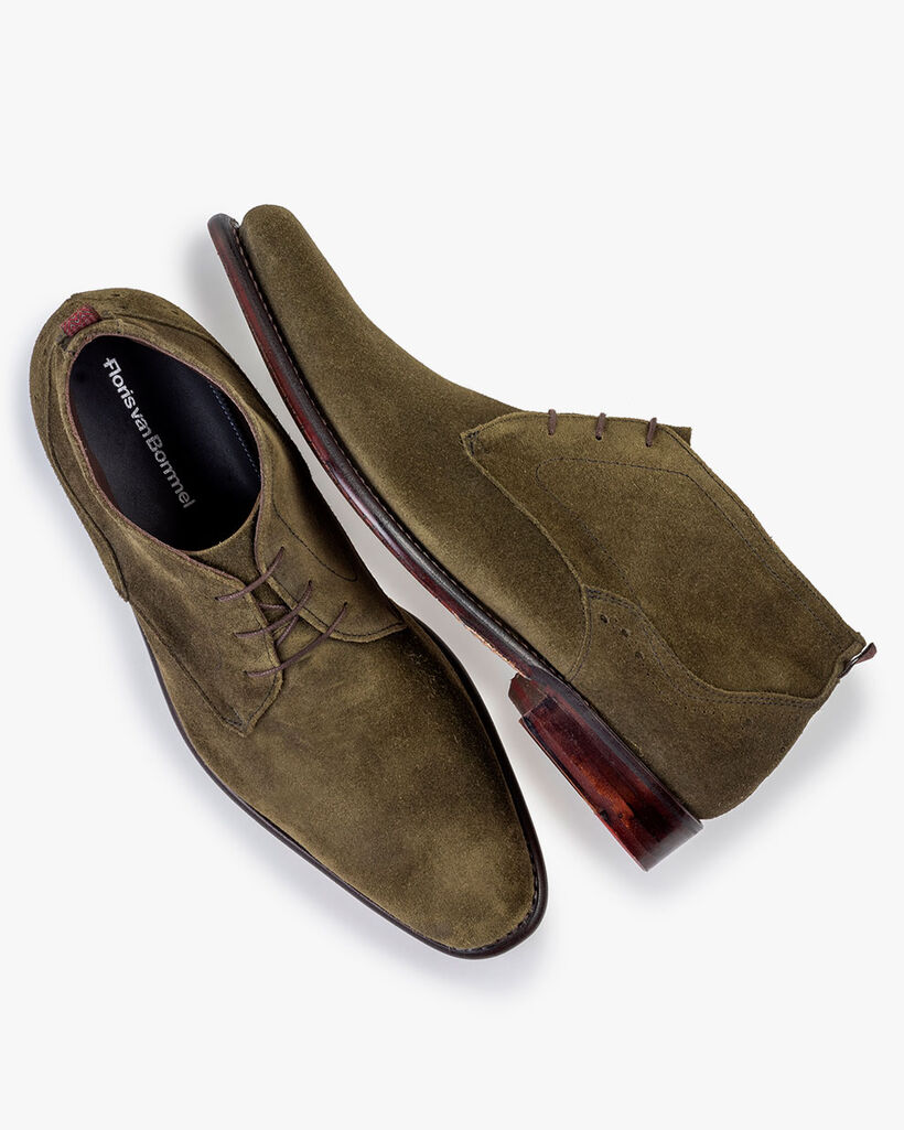 Schnürstiefel Wildleder dunkelgrün