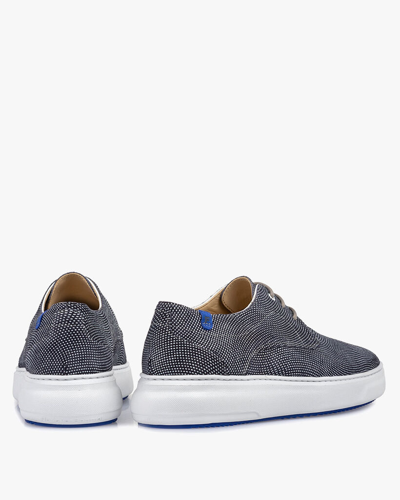 Sneaker printed suede leather blue