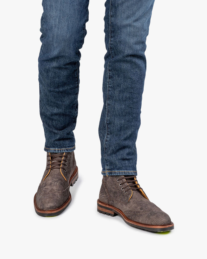 Stiefel Eidechsenprint grau