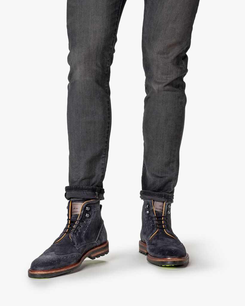 Schnürstiefel Wildleder schwarz